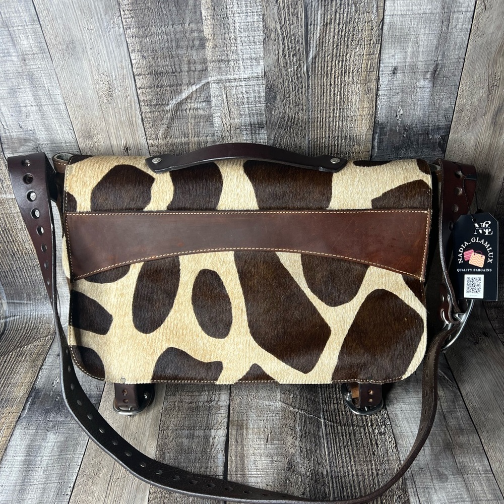 JMB Canada Giraffe Print Leather Messenger Bag